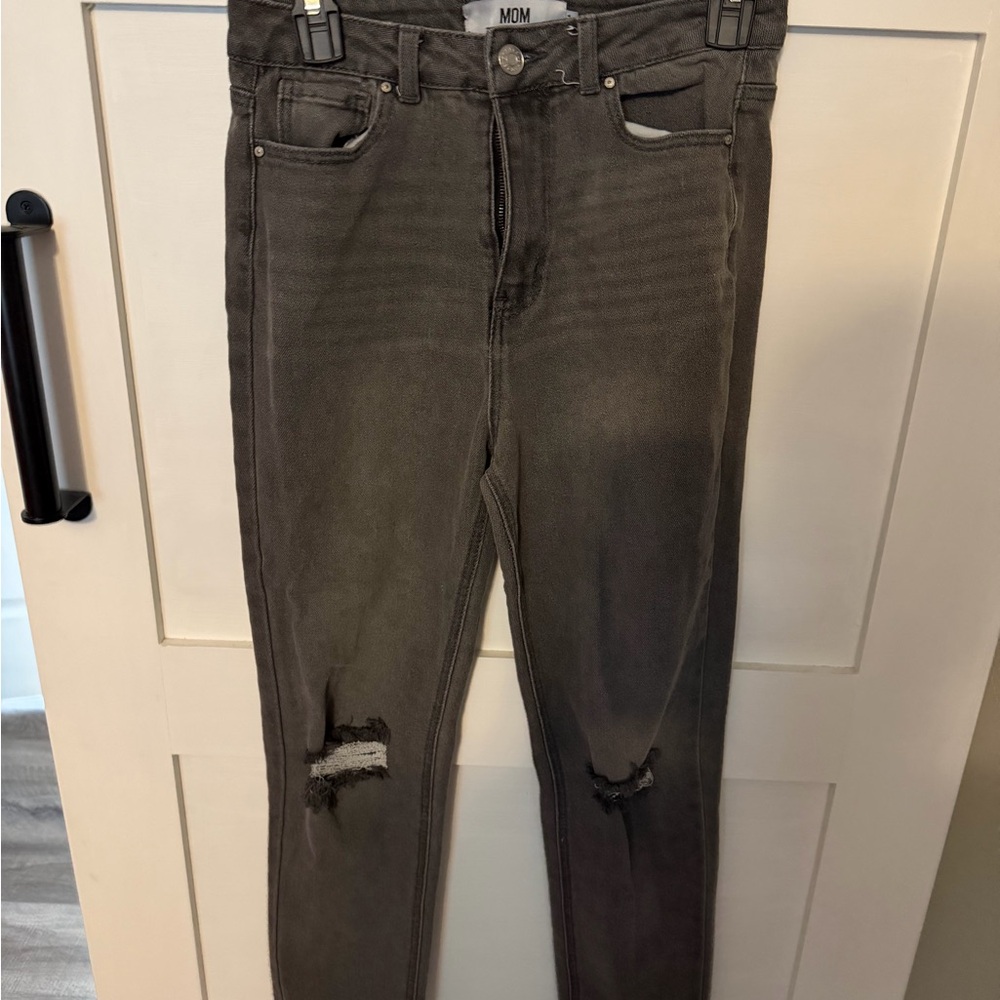 High Rise Distressed Black Jeans